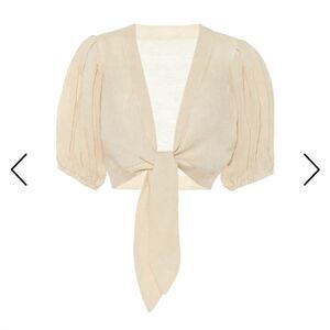 Lisa Marie Fernandez Women's White & Yellow Wilfred Tie Front Crop Top S…